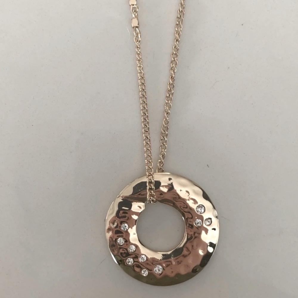 Chicos Long Gold Pendant Necklace